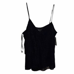INC International Concepts size 14  black flocked velvet adjustable camisole NWT